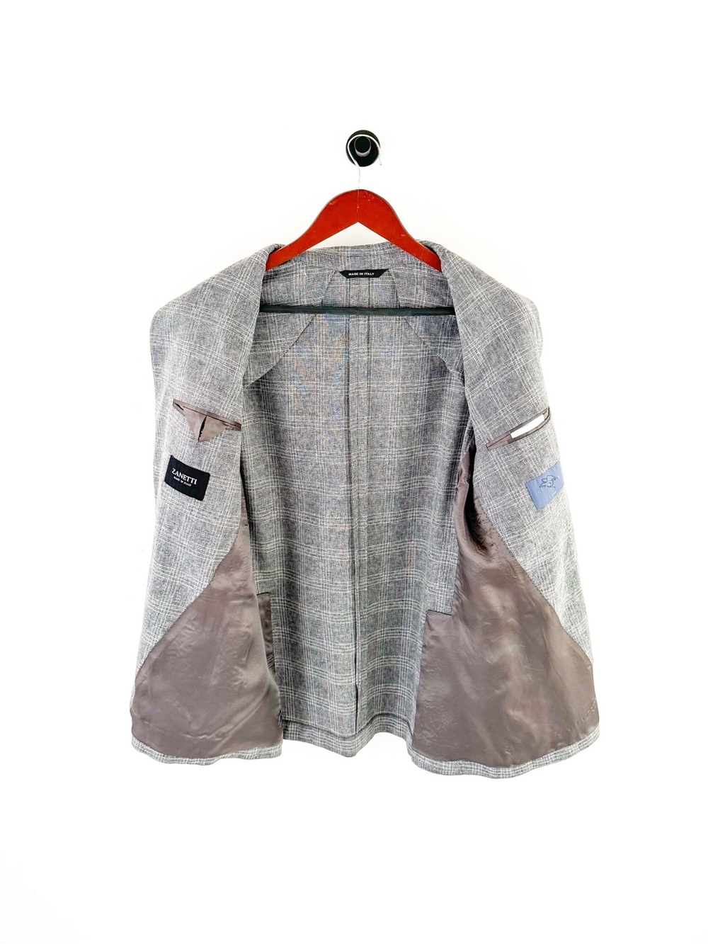 NWT New Zanetti Italian Wool Gray Plaid Sport Coat Windowpane Unstructured 40R - Picture 7 of 13